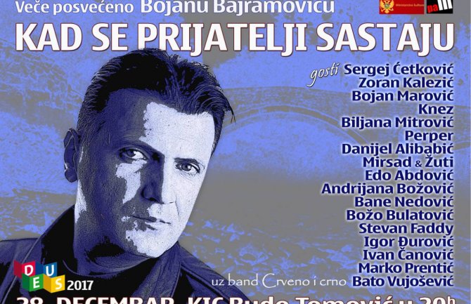 Koncert u čast Bojana Bajramovića 28. decembra u Velikoj sali KICa