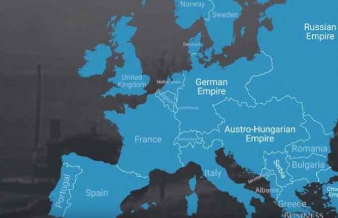 Pogledajte kako je Prvi svjetski rat mijenjao granice Evrope(VIDEO)