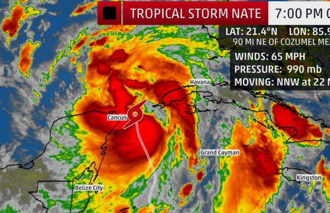 Uragan Nejt ojačao,  ide ka središtu Meksičkog zaliva