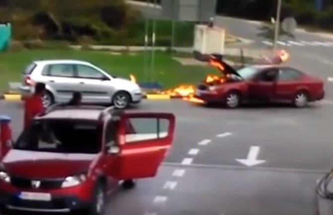 H.Novi: Zapalio se dok je popravljao auto, radnik spriječio tragediju (VIDEO)
