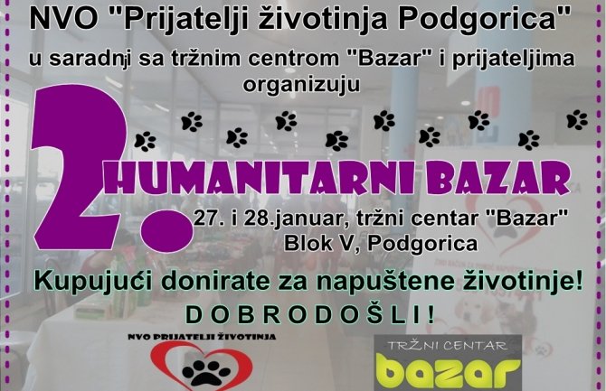 Pomozimo napuštenim životinjama: Humanitarni Bazar za vikend u Podgorici