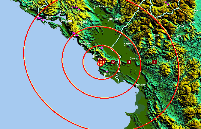 Zemljotres jačine 3,5 jedinica Rihterove skale na jugu Crne Gore