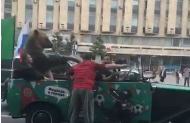 Medvjed ulicama Moskve slavio pobjedu Rusije (VIDEO)