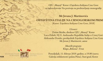 Monografija „Ostavština Italije na Crnogorskom primorju“ u Galeriji solidarnosti
