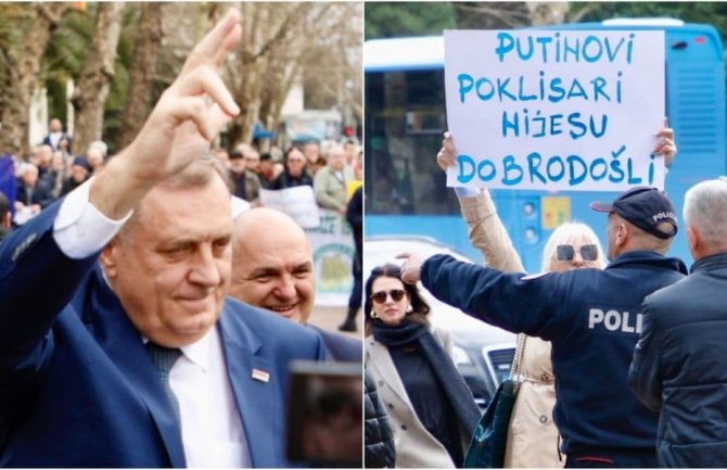 Građani dočekali i ispratili Dodika uzvicima „fašisti“, on im odgovorio sa uzdignuta tri prsta