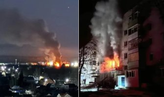 Odjekivale eksplozije Rusijom i Ukrajinom: U plamenu rafinerije nafte i stambena zgrada