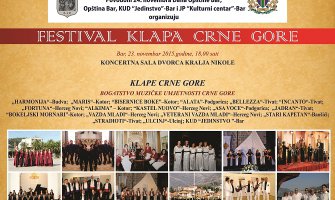 Festival klapa Crne Gore 24. novembra u Baru