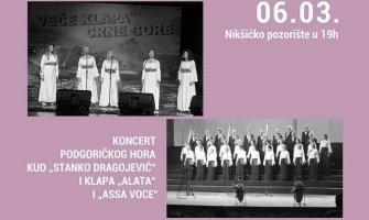Koncert podgoričkog hora KUD ''Stanko Dragojević'' i klapa ''Alata'' i ''Asa Voce'' u Nikšiću