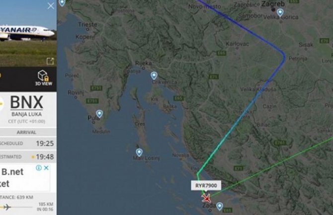  Avion sletio u Zadar umjesto u Banjaluku: Pilot pogriješio?