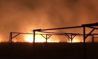 Veliki požar u Ulcinju: Vatrogasci na terenu, vjetar tjera vatru prema moru(VIDEO)