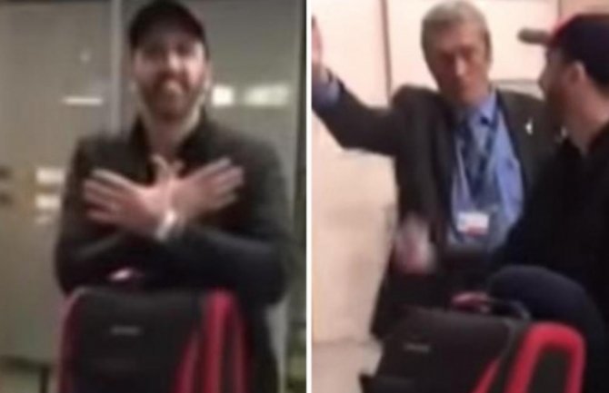 Pokazao dvoglavog orla na aerodromu u PG, radnik obezbjeđenja mu poručio: Nema toga ovdje!(VIDEO)