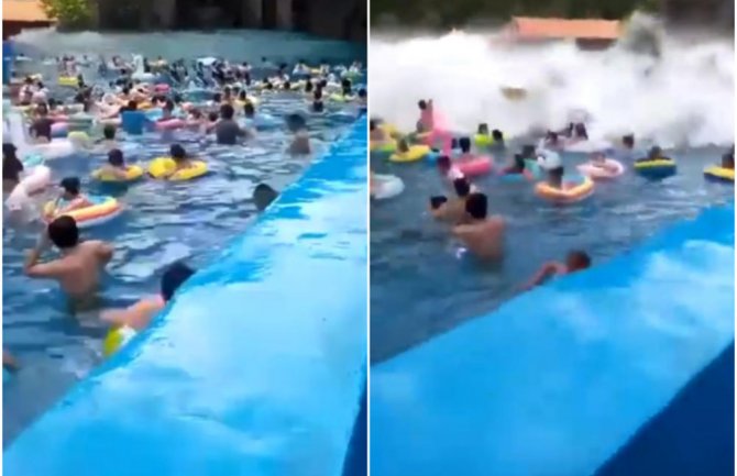 Kinezi uživali u bazenu, a onda ih je poklopio cunami (VIDEO)