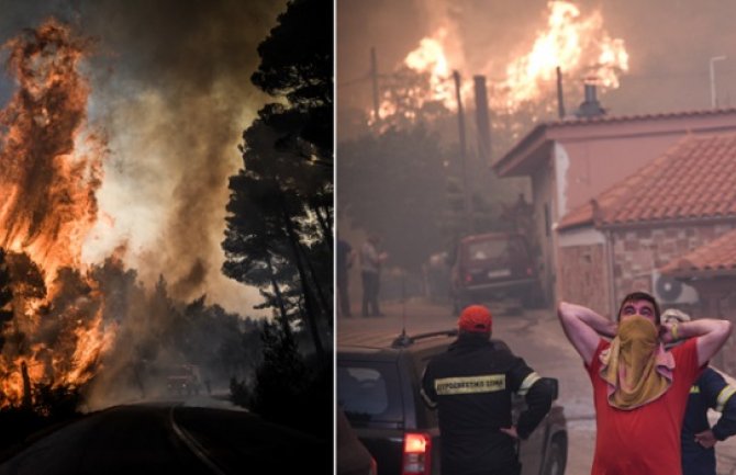 Veliki požari u Grčkoj: Evakuisani manastiri, sela, vjetar raznosi pepeo kilometrima(VIDEO)