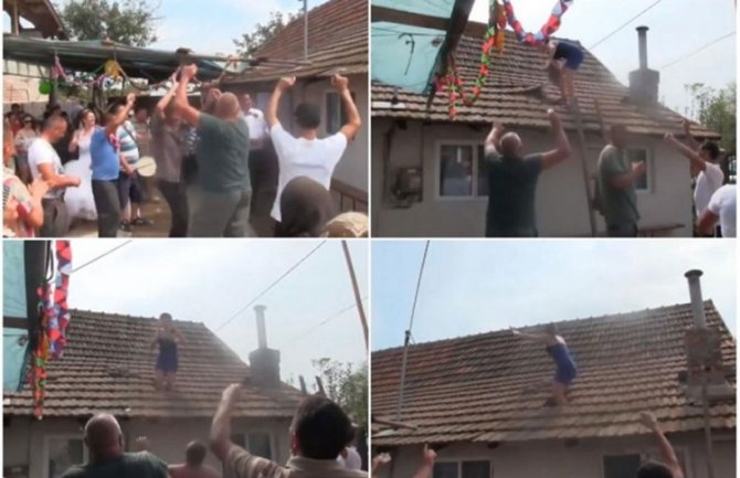 Svadbeno veselje: Kuma se popela na krov i počela da lomi crjepove (VIDEO)