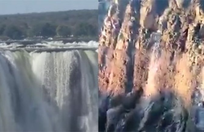 Tužne slike obišle svijet: Presušili Viktorijini vodopadi (VIDEO)