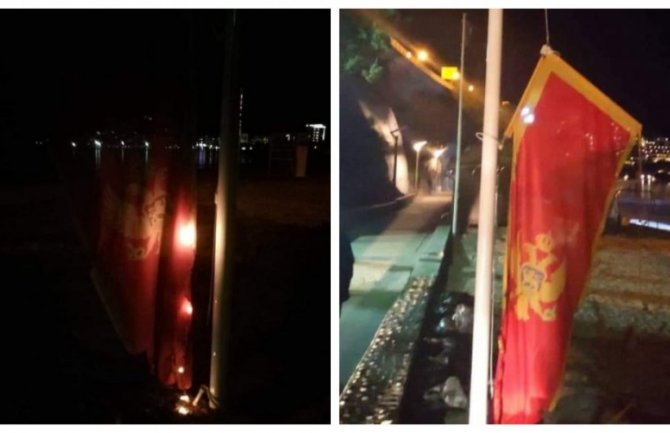 Budva: Nepoznati počinioci zapalili crnogorsku zastavu