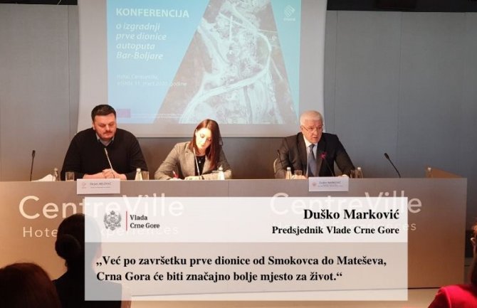 Marković: Po završetku prve dionice autoputa, Crna Gora će biti značajno bolje mjesto za život