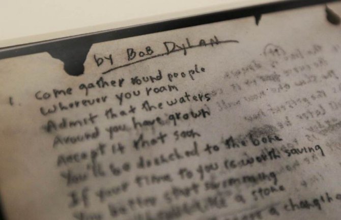 Rukopis Dilanove pjesme na prodaji: Cijena teksta 2.2 miliona dolara
