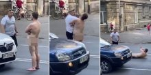 Potpuno  go muškarac blokirao saobraćaj, a onda je isfrustirani vozač izašao iz vozila... (VIDEO)