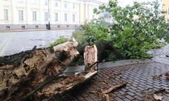 Jak vjetar u Sankt Peterburgu uništio 14 automobila, oboreno preko 260 stabala