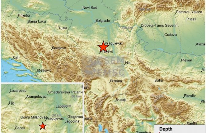 Potres jačine 3.4 Rihtera u blizini Kragujevca