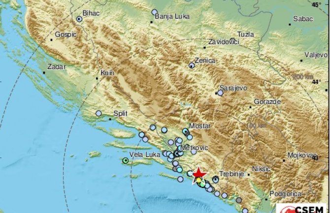 Zemljotres kod Trebinja, osjetio se i u Crnoj Gori
