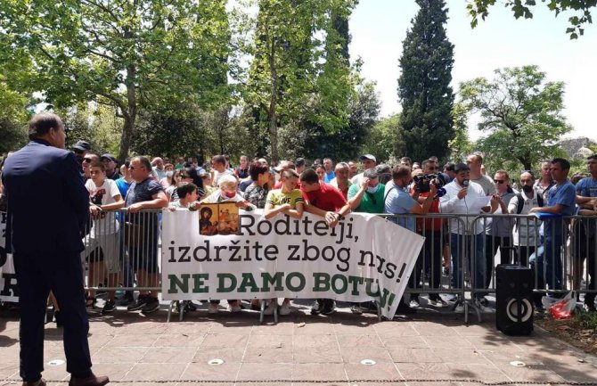 Protest ispred Skupštine: Dio građana protiv izgradnje kolektora na Botunu, dio protiv smjene Leposavića