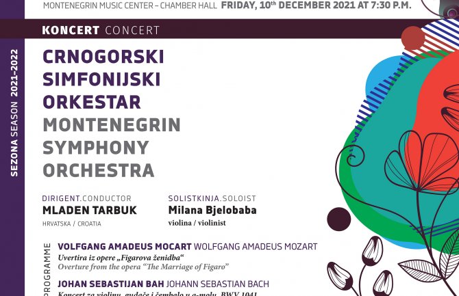 Dva koncerta Crnogorskog simfonijskog orkestra u decembru  pod upravom gostujućeg šef-dirigenta Mladena Tarbuka