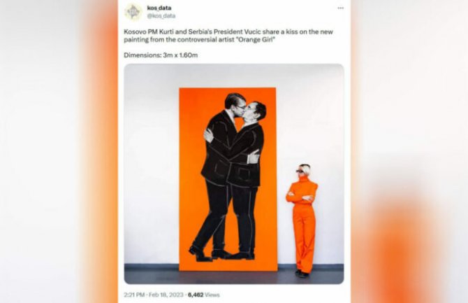 Prištinska umjetnica podigla buru kontraverznim radom: Vučić i Kurti se ljube u usta