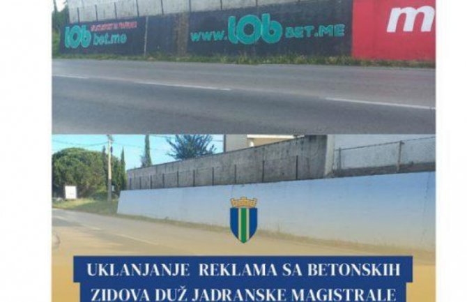 Uklanjaju se reklame sa betonskih zidova duž Jadranske magistrale u barskoj opštini