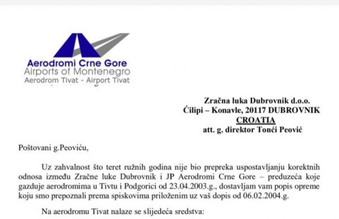 Službenica Aerodroma Crne Gore Biljana Knežević:Ukradena oprema sa Ćilipa evidentirana još 2004., tada je i Dubrovnik obaviješten o svemu