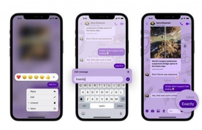 Messenger dobija mogućnost uređivanja već poslatih poruka