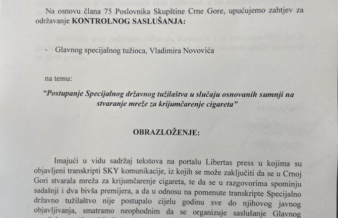 DPS, SD i URA predali zahtjev: Traže kontrolno saslušanje Novovića