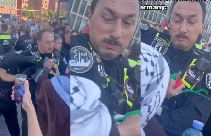 Njemački policajac šakom u lice udario ženu na protestima za Palestinu u Berlinuv